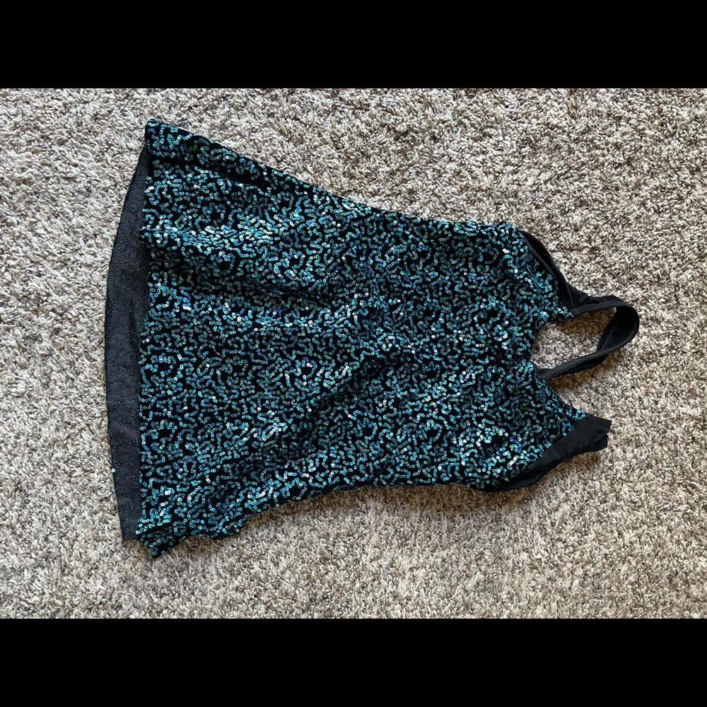 Teal/black sequined top